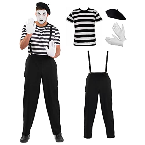 Fun Shack Pantomime Kostüm Herren, Pantomime Herren, Mime Kostüm Herren, Kostüm Pantomime, Pantomime Kostüm Set, Faschingskostüm Pantomime L von Fun Shack