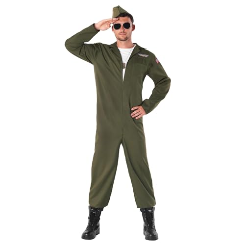 Fun Shack Pilot Kostüm Herren, Pilotenkostüm Männer, Karneval Kostüm Herren Pilot, Faschingskostüme Männer Pilot, Pilotenanzug Herren, Kampfjet Pilot Kostüm Herren, Fasching Kostüm Pilot M von Fun Shack