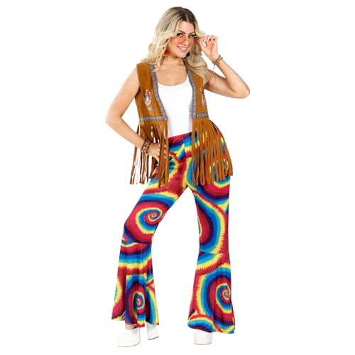 Fun Shack Karneval Hippie Schlaghose Fuer Damen, Schlaghose Damen Bunt, Hippie Schlaghose Damen, Bunte Schlaghose, Hippie Hose Damen Karneval - XXL von Fun Shack