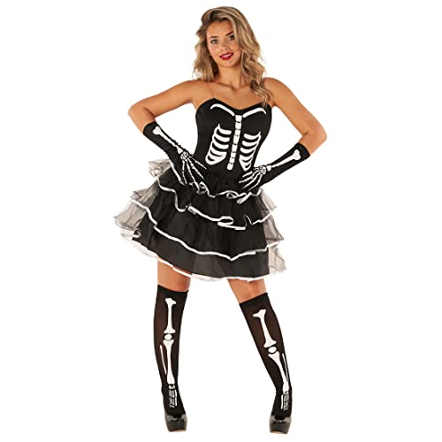 Fun Shack Skelett Halloween Kostüm Damen, Kostüm Skelett Damen, Halloween Kostüm Damen Skelett Kleid, Kleid Skelett Damen, Halloween Skelett Kostüm Damen, Skelettkostüm Damen L von Fun Shack