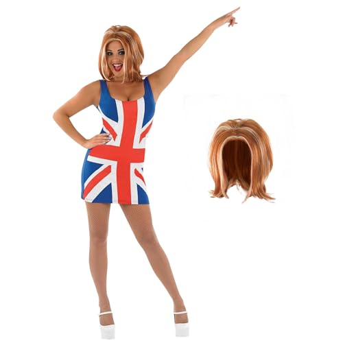 Fun Shack Union Jack Kleid, 90er Jahre Kleid, Kleid 90er Jahre Damen, Kostüm Popstar Damen, Popstar Kostüm Damen, British Kostüm - L von Fun Shack