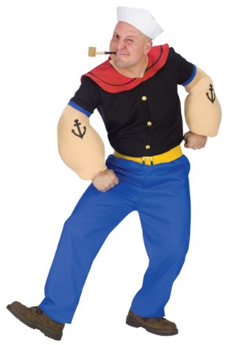 Adult Popeye Fancy Dress Costume X-Large von Fun World