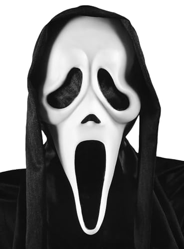 Fun World Scream GhostFace Maske mit Haube – Zubehör - Kostüm-Accessoire für Erwachsene - Halloween & Horror-Party von Fun World