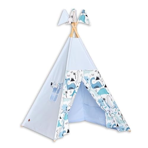 Fun with Mum Tipi-Zelt Teepee Fur Kinder Indianer Wigwam Kinderzimmer Garten 100 x 100 x 150 cm Baumwolle - Dino von Fun with Mum