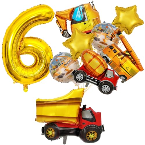 6 Geburtstag Junge, Deko 6. Geburtstag Junge, Baustellen Geburtstagdeko Junge 6 Jahre, Bagger Deko Kindergeburtstag 6, Baustelle Geburtstag Deko für Luftballon Traktor Deko Kindergeburtstag von FunHot