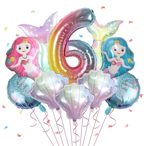 6. Geburtstag Mädchen, Luftballon Meerjungfrau Deko, Meerjungfrau 6 Geburtstag Deko, Geburtstag 6 Jahre Mädchen, Geburtstag 6 Jahre Mädchen Ballon Meerjungfrauen Thema Party von FunHot