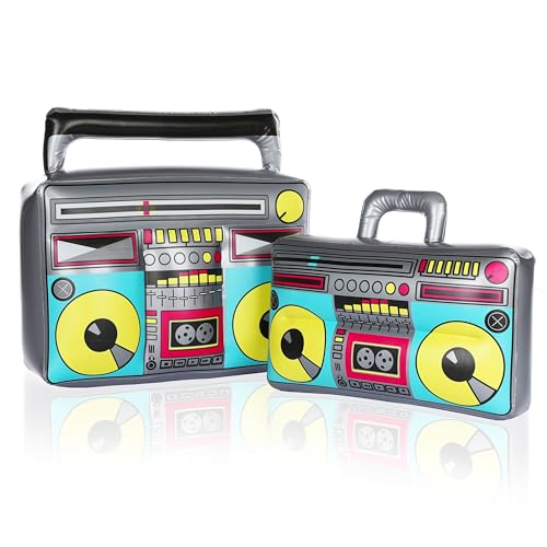 FunX Aufblasbarer Ghettoblaster - Retro Boom Box als Accessoire für Karneval, Partys und Kostüme - 80er 90er Jahre, Assi, Hip Hop Outfit - Set Klein/Groß von FunX