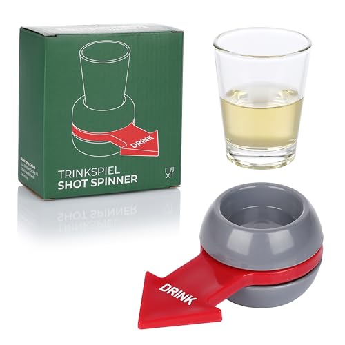 FunX Shot Spinner Partyspiel - Lustiges Flaschendrehen mit Shotglas und Pfeil - Trinkspiel, Saufspiel für Partys, JGA's und gemütliches Beisammensein - 2cl Füllmenge von FunX