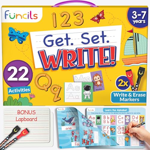 Funcils Learn to Write for Kids - Educational Toys & Games, Preschool & Kindergarten Activities, Writing Practice Book, Birthday Gifts for Girls and Boys for Ages 3, 4, 5, 6 Year Old [Eng Lang.] von Funcils