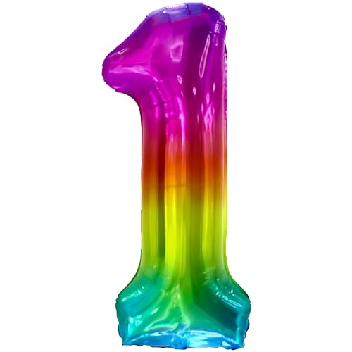 FUNFEST 100 cm regenbogenfarbene Luftballons zum 1. Geburtstag – Geburtstagsballon-Dekoration – inklusive XL-Ballon zum 1. Geburtstag und Strohhalm – Fliegen mit Helium FUNFEST 100 cm regenbogenfarbene Luftballons zum 1. Geburtstag – Geburtstagsballon-Dekoration – inklusive XL-Ballon zum 1. Geburtstag und Strohhalm – Fliegen mit Helium von Funfest