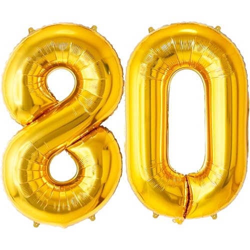 FUNFEST Luftballons zum 80. Geburtstag, goldfarben, 100 cm – Dekoration Ballon zum Geburtstag – inklusive Ballon 80 Jahre XL & Strohhalm – fliegt mit Helium – hochwertiger Ballon FUNFEST Luftballons zum 80. Geburtstag, goldfarben, 100 cm – Dekoration Ballon zum Geburtstag – inklusive Ballon 80 Jahre XL & Strohhalm – fliegt mit Helium – hochwertiger Ballon von Funfest