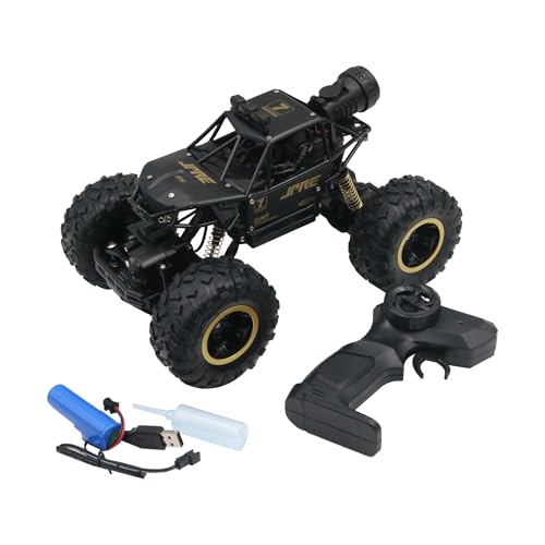 Funfy 1:16 Rock Explorer RC Toy Car with 4WD | Black | with 4 Soft Suspensions, Dual Motor, Lightning Mist Spray, Better gripping Tyres, Rugged Body and Rechargeable Battery for Kids Gift von Funfy