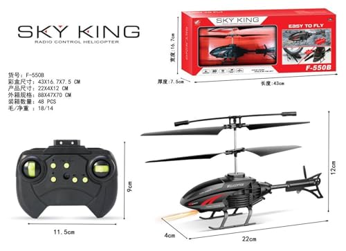 Funfy New Fashionable Creative Remote Control Toy Helicopter | Black | Size: 4 Inch | ABS Plastic | Portable, Lightweight, Child-Friendly Design, Perfect for Birthday Party Gifts | for Kids von Funfy