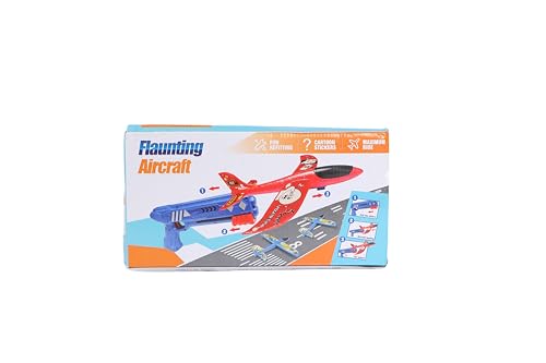 Funfy Outdoor Foam Airplane Launcher Gun | EPP Polymer and Plastic |Blue and Red |2 Aircraft Gliders for Exciting Aerial Adventures | Provides Hours of Entertainment for Kids von Funfy