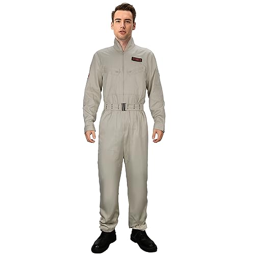 Funhoo Herren Geisterjagd Kostüm Ghost Buster Overalls Halloween Cosplay Afterlife Jumpsuit für Erwachsene Party Outfit (L) von Funhoo