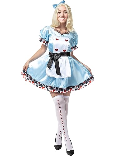 Funidelia | Alice Kostüm Deluxe für Damen Film und Serien, Alice im Wunderland, Disney - Kostüm für Erwachsene & Verkleidung für Partys, Karneval & Halloween - Größe 3XL - Blau von Funidelia