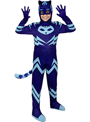 Funidelia | Catboy PJ Masks Kostüm deluxe für Jungen Zeichentrickfilm, Catboy, Eulette, Gecko - Kostüme für Kinder & Verkleidung für Partys, Karneval & Halloween - Größe 7-9 Jahre - Blau von Funidelia