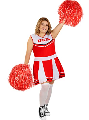 Funidelia | Cheerleader Kostüm für Damen Cheerleader, American Football, Gymnasium, Berufe - Kostüm für Erwachsene & Verkleidung für Partys, Karneval & Halloween - Größe 4XL - Rot von Funidelia