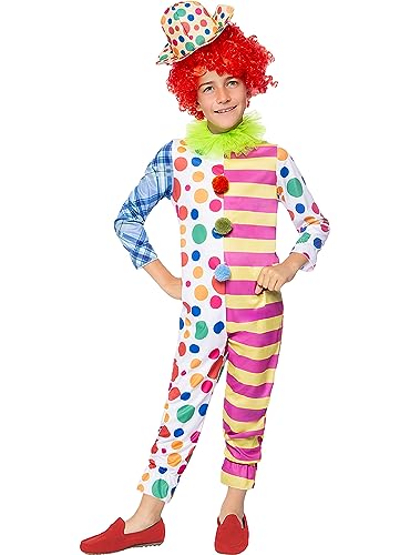 Funidelia | Clown Kostüm Deluxe für Jungen Clowns, Zirkus, Lustige & Ausgefallene - Kostüm für Kinder & Verkleidung für Partys, Karneval & Halloween - Größe 10-12 Jahre - Gelb von Funidelia