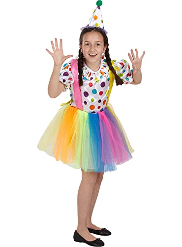 Funidelia | Clown Kostüm für Mädchen Clowns, Zirkus, Lustige & Ausgefallene - Kostüm für Kinder & Verkleidung für Partys, Karneval & Halloween - Größe 10-12 Jahre - Rot von Funidelia