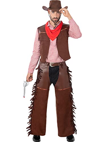 Funidelia | Cowboy Kostüm für Herren Cowboys, Indianer, Western - Kostüm für Erwachsene & Verkleidung für Partys, Karneval & Halloween - Größe L - XL - Braun von Funidelia