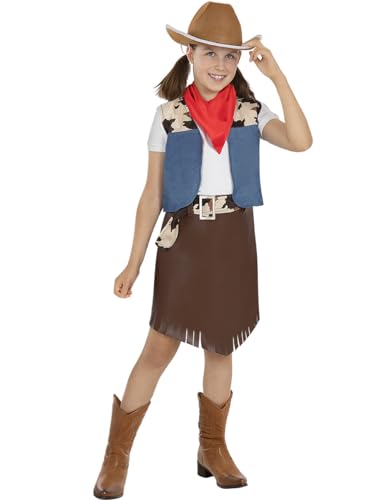 Funidelia | Cowgirl Kostüm für Mädchen Cowboys, Indianer, Western - Kostüm für Kinder & Verkleidung für Partys, Karneval & Halloween - Größe 3-4 Jahre - Braun von Funidelia