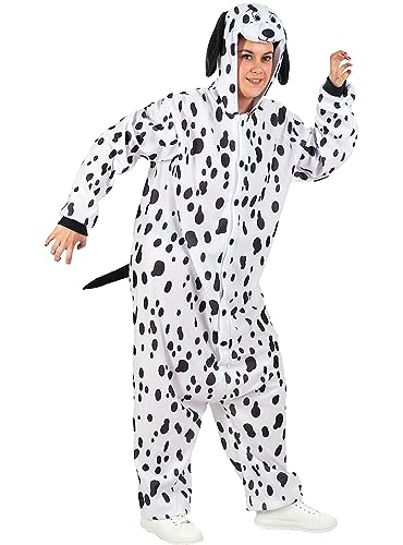 Funidelia | Dalmatiner Onesie Kostüm für Herren und Damen Tiere, Hündchen - Kostüm für Erwachsene & Verkleidung für Partys, Karneval & Halloween - Größe L - XL - Weiß von Funidelia