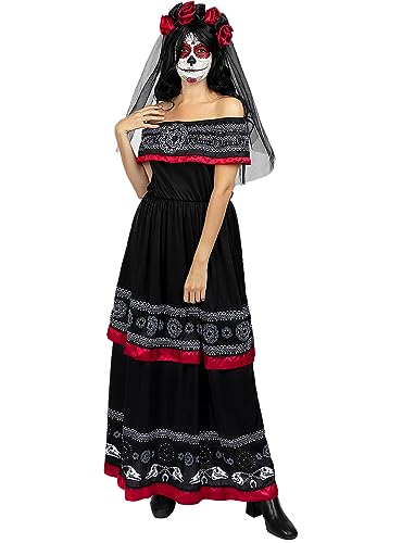 Funidelia | Dia de los Muertos Kostüm für Damen Mexikanischer Schädel, Horror - Kostüm für Erwachsene & Verkleidung für Partys, Karneval & Halloween - Größe 3XL - Schwarz von Funidelia