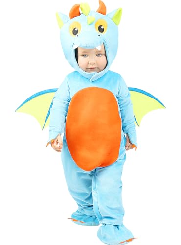 Funidelia | Drachen Kostüms für Baby Tiere - Kostüme für Kinder & Verkleidung für Partys, Karneval & Halloween - Größe 6-12 Monate - Blau von Funidelia