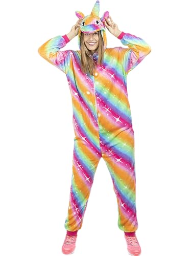 Funidelia | Einhorn Onesie Kostüm bunt für Damen Lustige & Ausgefallene - Kostüme für Erwachsene & Verkleidung für Partys, Karneval & Halloween - Größe S-M von Funidelia