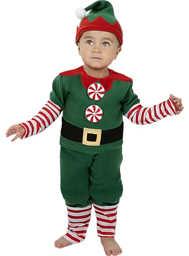 Funidelia | Elfen Kostüm für Baby Weihnachtself, Weihnachten, Wichtel - Kostüme für Kinder & Verkleidung für Partys, Karneval & Halloween - Größe 12-24 Monate - Grün von Funidelia