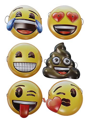 Funidelia | Emoji Augenmasken Set 6-teilig für Herren und Damen ▶ Emoticon, Whatsapp, Lustige & Ausgefallene - Zubehör für Erwachsene, Zubehör für Kostüm - Gelb von Funidelia