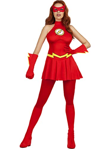 Funidelia | Flash Kostüm für Damen Superhelden, DC Comics, Liga de la Justicia - Kostüme für Erwachsene & Verkleidung für Partys, Karneval & Halloween - Größe L - Rot von Funidelia