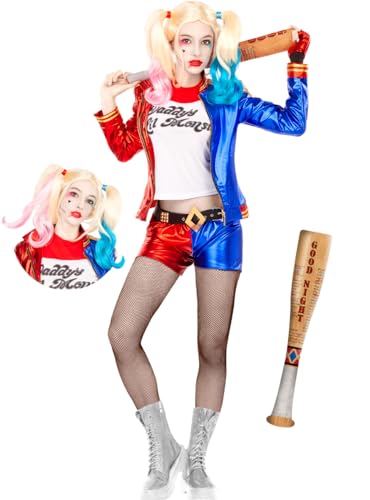 Funidelia | Harley Quinn Kostüm mit Perücke und aufblasbarem Schläger - Suicide Squad für Damen Kostüm für Erwachsene & Verkleidung für Partys, Karneval & Halloween - Größe S Funidelia | Harley Quinn Kostüm mit Perücke und aufblasbarem Schläger - Suicide Squad für Damen Kostüm für Erwachsene & Verkleidung für Partys, Karneval & Halloween - Größe S von Funidelia