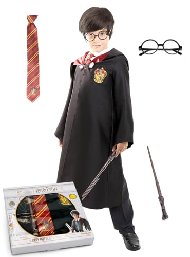 Funidelia | Harry Potter Kit für Jungen und Mädchen Zauberer, Gryffindor, Hogwarts - Kostüme für Kinder & Verkleidung für Partys, Karneval & Halloween - Größe 10-12 Jahre - Schwarz von Funidelia