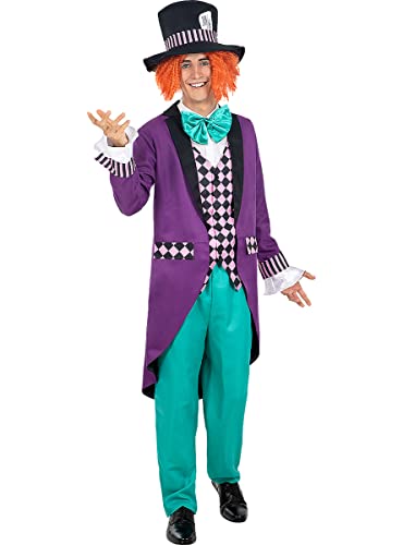 Funidelia | Hutmacher Kostüm für Herren Mad Hatter, Alice im Wunderland - Kostüm für Erwachsene & Verkleidung für Partys, Karneval & Halloween - Größe 3XL - Schwarz von Funidelia