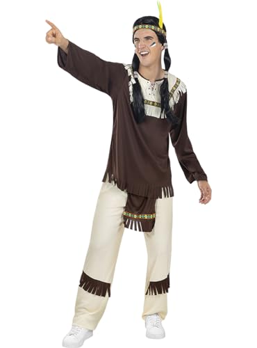 Funidelia | Indianer Kostüm für Herren Indianer, Cowboys, Western - Kostüm für Erwachsene & Verkleidung für Partys, Karneval & Halloween - Größe XL - Braun von Funidelia