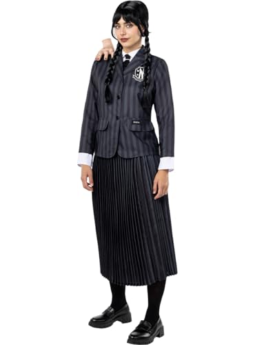 Funidelia | Kostüm Mittwoch Addams Uniform - Wednesday für Damen Addams Family, Halloween, Horrorfilm, Horror - Kostüm für Erwachsene & Verkleidung für Partys, Karneval & Halloween - Größe M von Funidelia