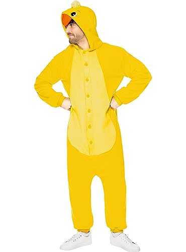 Funidelia | Küken Onesie Kostüm für Herren und Damen Tiere, Henne, Hahn, Küken - Kostüm für Erwachsene & Verkleidung für Partys, Karneval & Halloween - Größe L - XL - Gelb von Funidelia