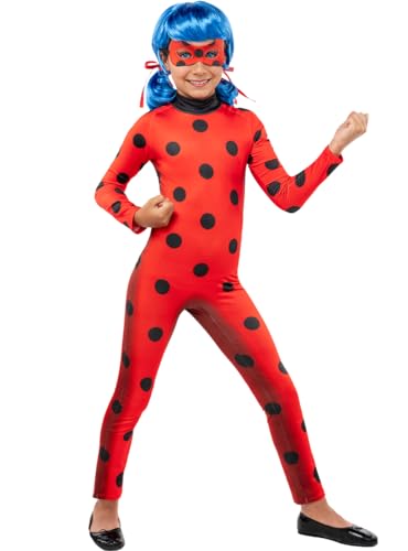 Funidelia | Ladybug Kostüm für Mädchen Zeichentrickfilm, Ladybug, Miraculous - Kostüm für Kinder & Verkleidung für Partys, Karneval & Halloween - Größe 5-6 Jahre - Rot von Funidelia