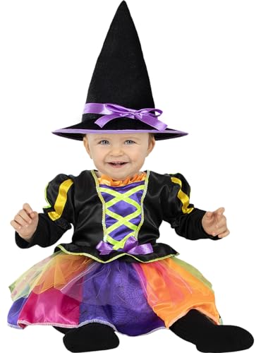 Funidelia | Magisches Hexen Kostüms für Baby Hexen, Zauberer, Halloween, Horror - Kostüm für Baby & Verkleidung für Partys, Karneval & Halloween - Größe 12-24 Monate - Schwarz von Funidelia