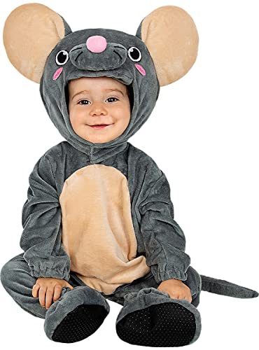 Funidelia | Maus Kostüm für Baby Tiere - Kostüm für Baby & Verkleidung für Partys, Karneval & Halloween - Größe 0-6 Monate - Grau/Silber von Funidelia