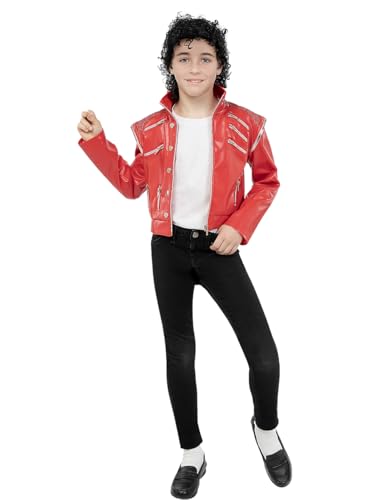 Funidelia | Michael Jackson Beat It Jacke für Jungen Popmusik, Musikgruppen, Sänger, 80er Jahre - Zubehör für Kinder, Zubehör für Kostüm - Größe 7-9 Jahre - Rot von Funidelia