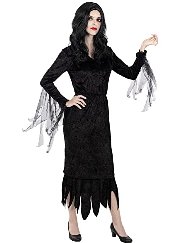 Funidelia | Morticia Addams Kostüm - The Addams Family für Damen Horrorfilm, Horror - Kostüm für Erwachsene & Verkleidung für Partys, Karneval & Halloween - Größe S - Schwarz von Funidelia