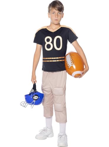 Funidelia | Muskel American Football Kostüm mit Zubehör für Jungen Rugby & Quarterback - Kostüm für Kinder & Verkleidung für Partys, Karneval & Halloween - Größe 10-12 Jahre von Funidelia