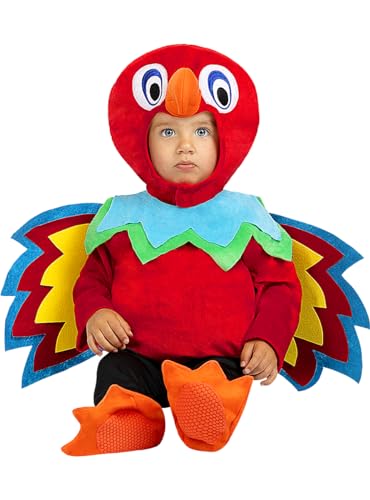 Funidelia | Papagei Kostüms für Baby Tiere, Vögel - Kostüme für Kinder & Verkleidung für Partys, Karneval & Halloween - Größe 12-24 Monate - Rot von Funidelia