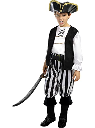 Funidelia | Piraten Kostüm gestreift - Schwarz und Weiß Kollektion für Jungen Größe 10-12 Jahre Korsar, Seeräuber - Farben: Bunt, Zubehör für Kostüm - Lustige Kostüme für Deine Partys von Funidelia