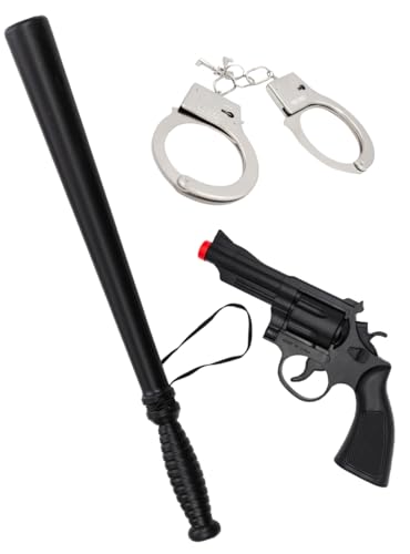 Funidelia | Polizist Accessoires Kit für Herren Polizist, Agent, FBI, Berufe - Kostüm für Erwachsene & Verkleidung für Partys, Karneval & Halloween - Schwarz von Funidelia