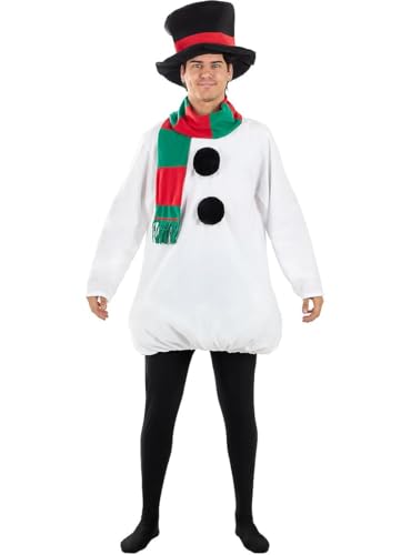 Funidelia | Schnee Kostüm für Herren Weihnachten, Snowman, Krippenspiel - Kostüm für Erwachsene & Verkleidung für Partys, Karneval & Halloween - Größe L - XL - Weiß von Funidelia