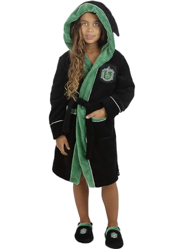 Funidelia | Slytherin Bademantel - Harry Potter für Jungen und Mädchen Das beste Merchandising, um echte Fans zu Weihnachten, Geburtstagen oder anderen Anlässen zu beschenken - Dunkelgrün von Funidelia